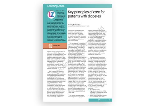 Key principles of care for patients with diabetes