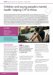 Children and young people’s mental health: helping CYP to thrive