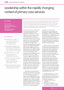 Leadership within the rapidly changing context of primary care services