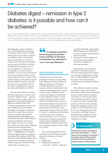 Diabetes digest – remission in type 2 diabetes: is it possible and how can it be achieved?