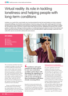 Virtual reality: its role in tackling loneliness and helping people with long-term conditions
